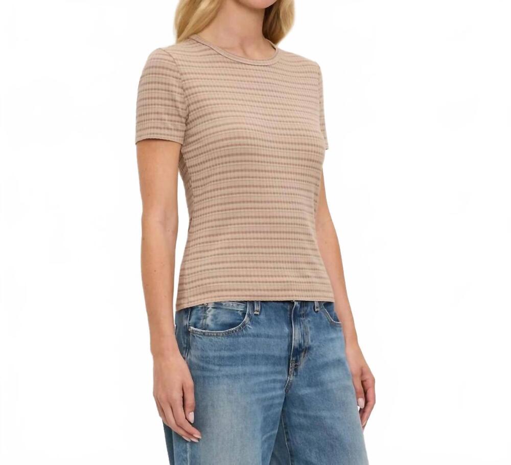 NEW MICHAEL STARS women's verity crewneck tee in macadamia